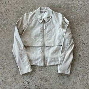 Anthropologie Cream Faux Leather Stretch Jacket Womens Size Small Anorak